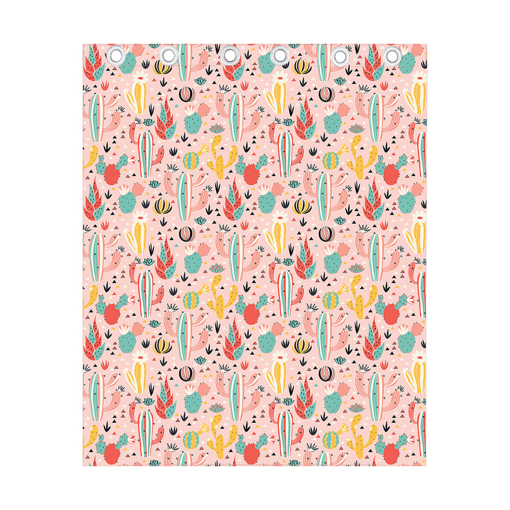 Pastel Cactus And Succulent Print Curtain