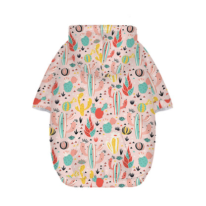 Pastel Cactus And Succulent Print Dog Zip Up Hoodie