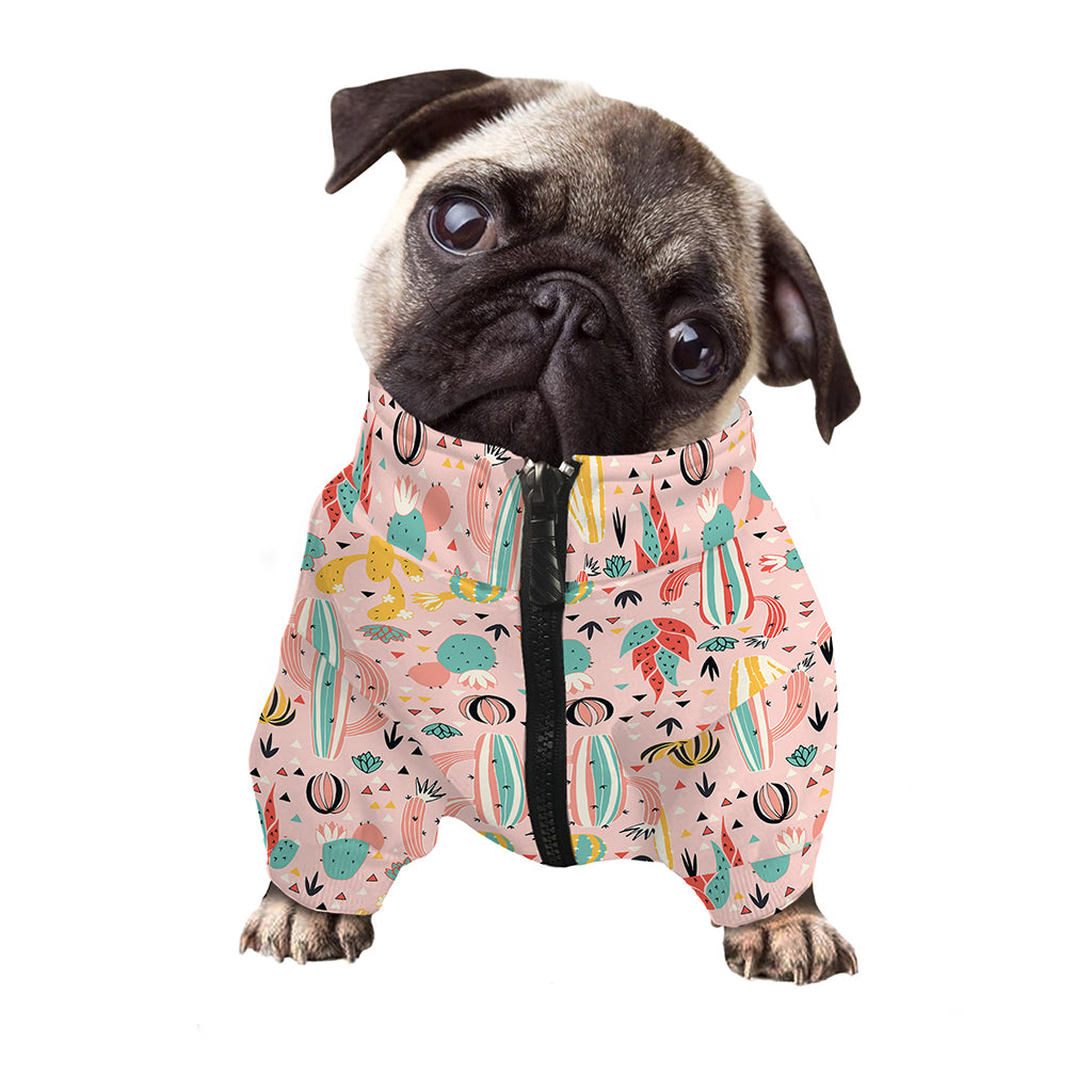 Pastel Cactus And Succulent Print Dog Zip Up Jacket