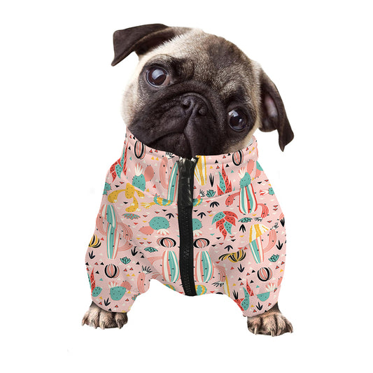 Pastel Cactus And Succulent Print Dog Zip Up Jacket