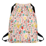 Pastel Cactus And Succulent Print Drawstring Backpack