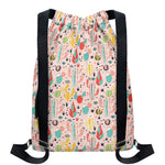 Pastel Cactus And Succulent Print Drawstring Backpack