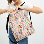 Pastel Cactus And Succulent Print Drawstring Backpack