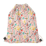 Pastel Cactus And Succulent Print Drawstring Bag