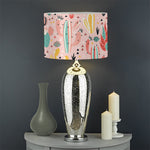 Pastel Cactus And Succulent Print Drum Lamp Shade