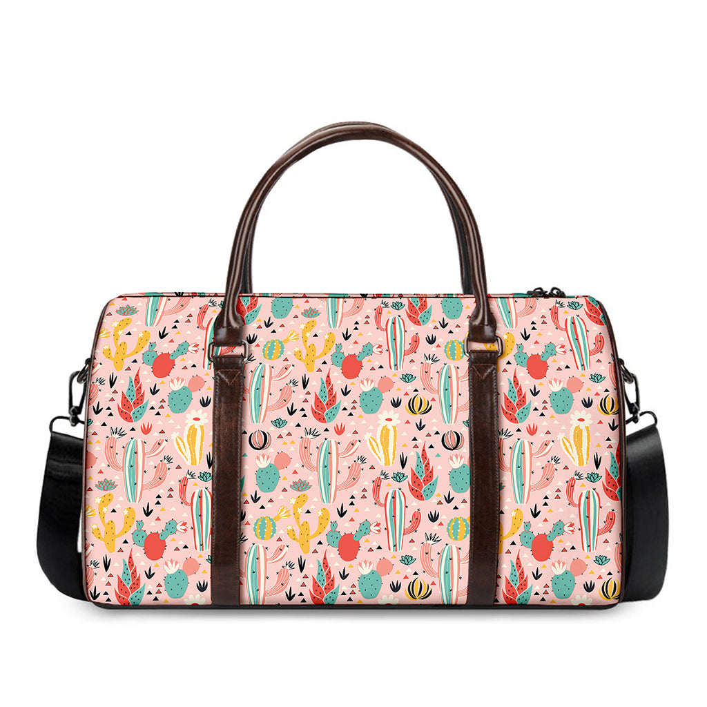 Pastel Cactus And Succulent Print Duffle Bag