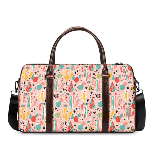 Pastel Cactus And Succulent Print Duffle Bag