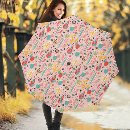 Pastel Cactus And Succulent Print Foldable Umbrella