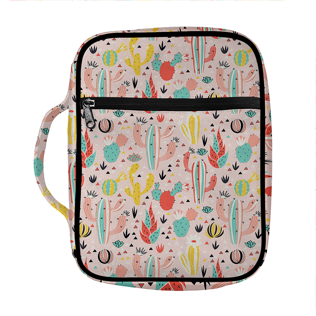 Pastel Cactus And Succulent Print Front Pocket Bible Bag