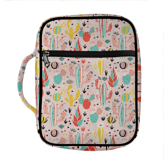 Pastel Cactus And Succulent Print Front Pocket Bible Bag