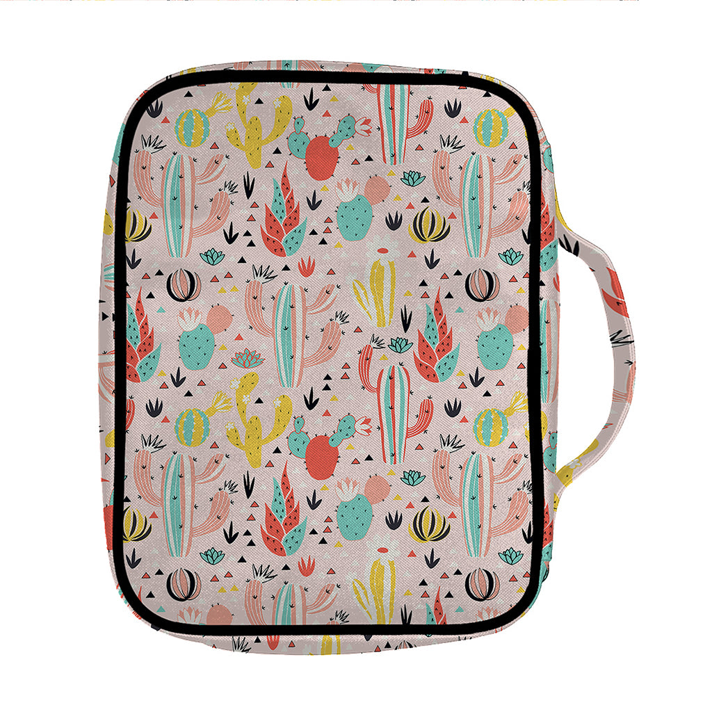 Pastel Cactus And Succulent Print Front Pocket Bible Bag