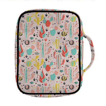 Pastel Cactus And Succulent Print Front Pocket Bible Bag