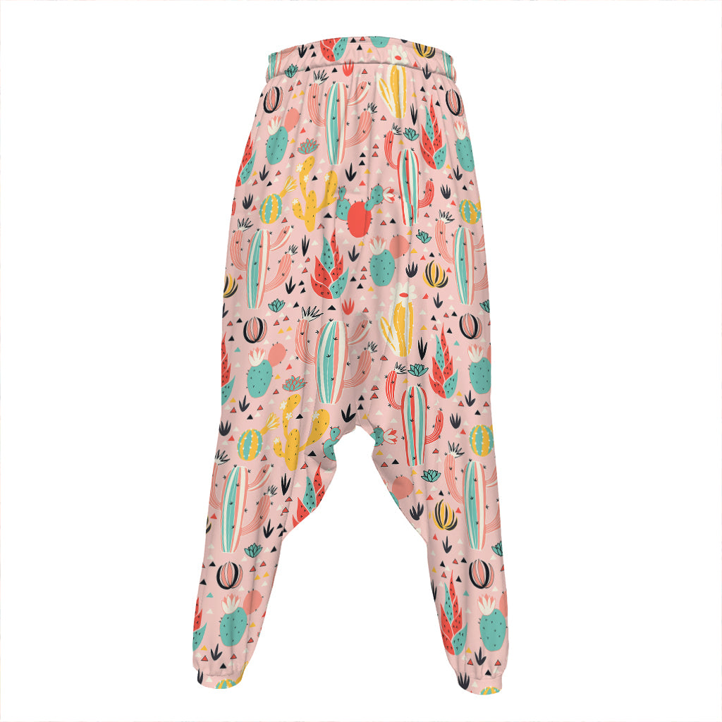 Pastel Cactus And Succulent Print Hammer Pants