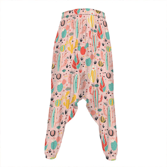 Pastel Cactus And Succulent Print Hammer Pants