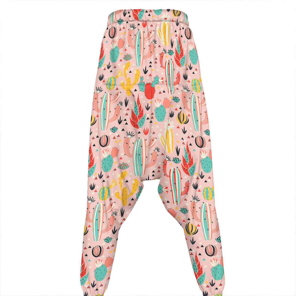 Pastel Cactus And Succulent Print Hammer Pants