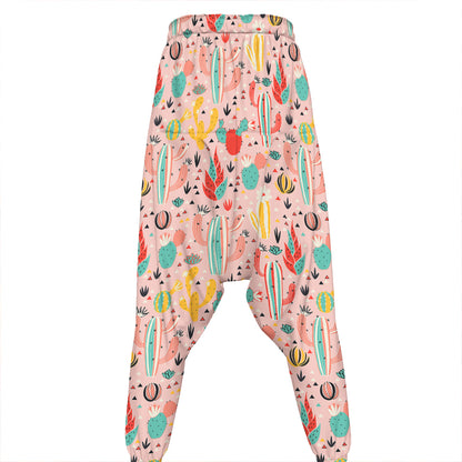 Pastel Cactus And Succulent Print Hammer Pants