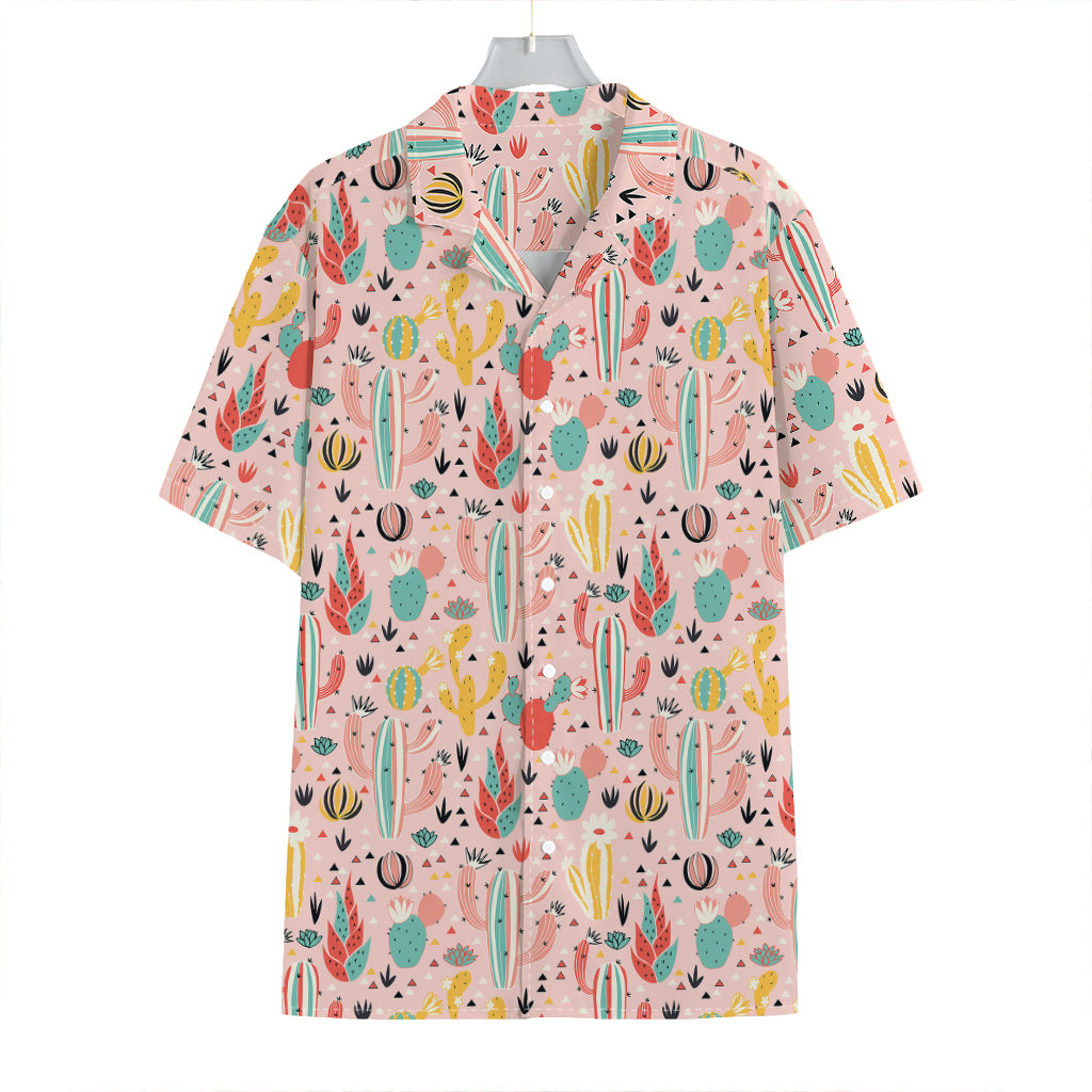 Pastel Cactus And Succulent Print Hawaiian Shirt