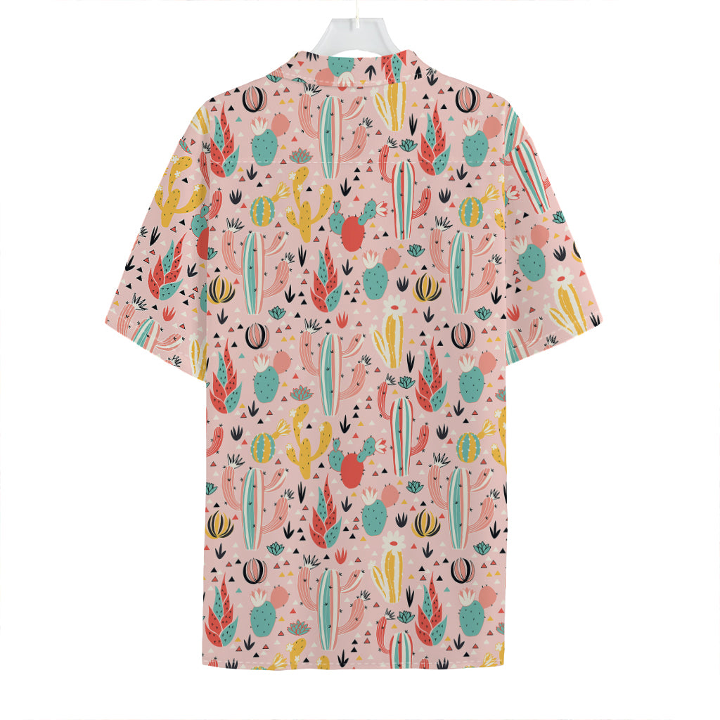 Pastel Cactus And Succulent Print Hawaiian Shirt