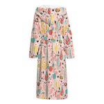Pastel Cactus And Succulent Print Hooded Bathrobe