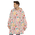 Pastel Cactus And Succulent Print Hoodie Blanket