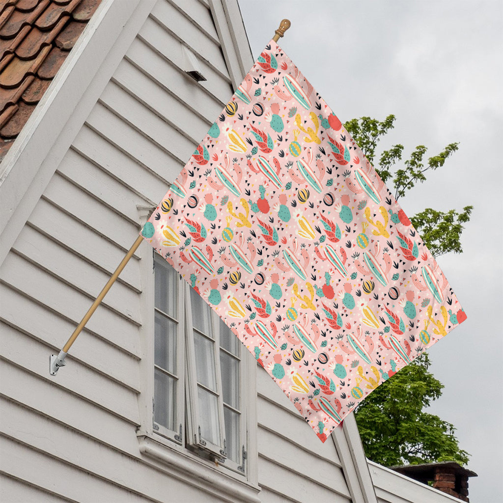 Pastel Cactus And Succulent Print House Flag