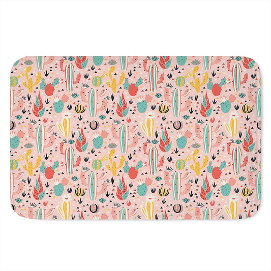 Pastel Cactus And Succulent Print Indoor Door Mat