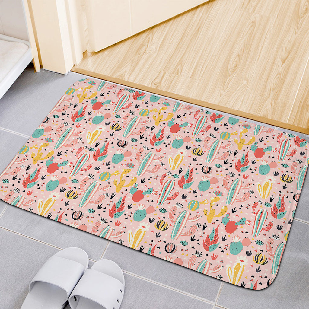 Pastel Cactus And Succulent Print Indoor Door Mat