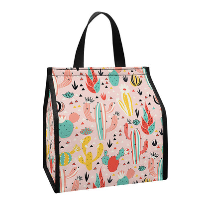 Pastel Cactus And Succulent Print Insulated Lunch Tote