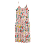 Pastel Cactus And Succulent Print Jersey Midi Cami Dress