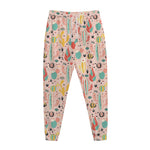 Pastel Cactus And Succulent Print Jogger Pants
