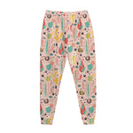 Pastel Cactus And Succulent Print Jogger Pants