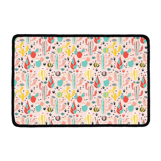 Pastel Cactus And Succulent Print Kitchen Mat
