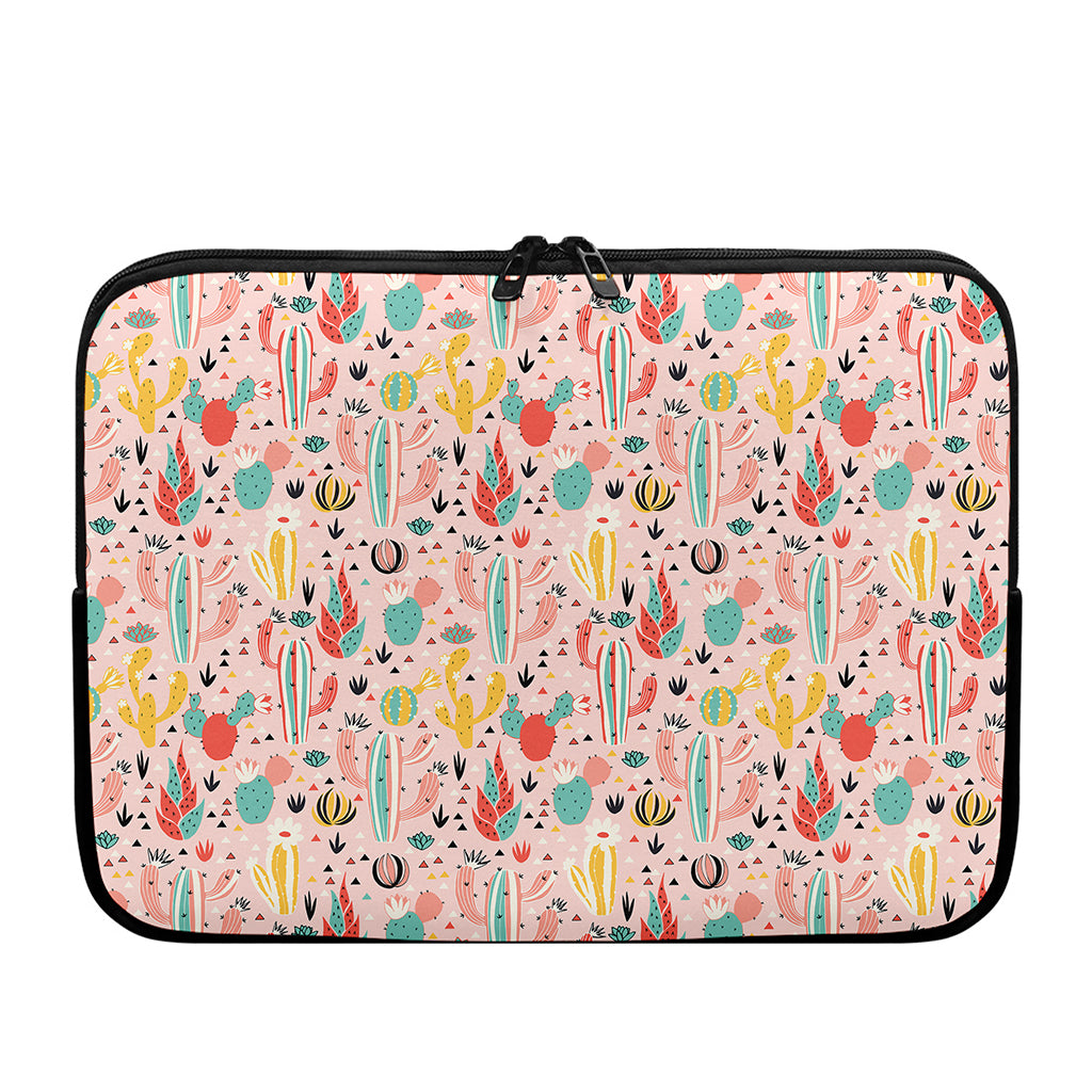 Pastel Cactus And Succulent Print Laptop Sleeve