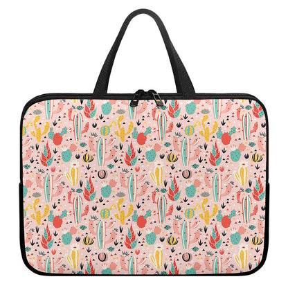 Pastel Cactus And Succulent Print Laptop Sleeve With Handle