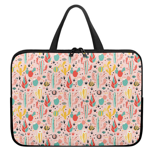 Pastel Cactus And Succulent Print Laptop Sleeve With Handle