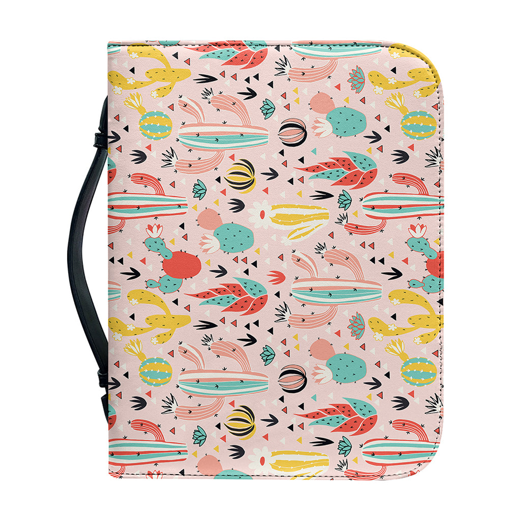 Pastel Cactus And Succulent Print Leather Bible Cover