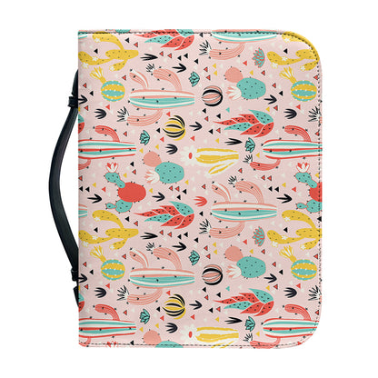 Pastel Cactus And Succulent Print Leather Bible Cover