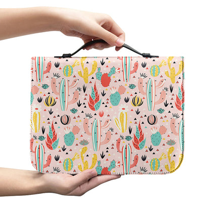 Pastel Cactus And Succulent Print Leather Bible Cover