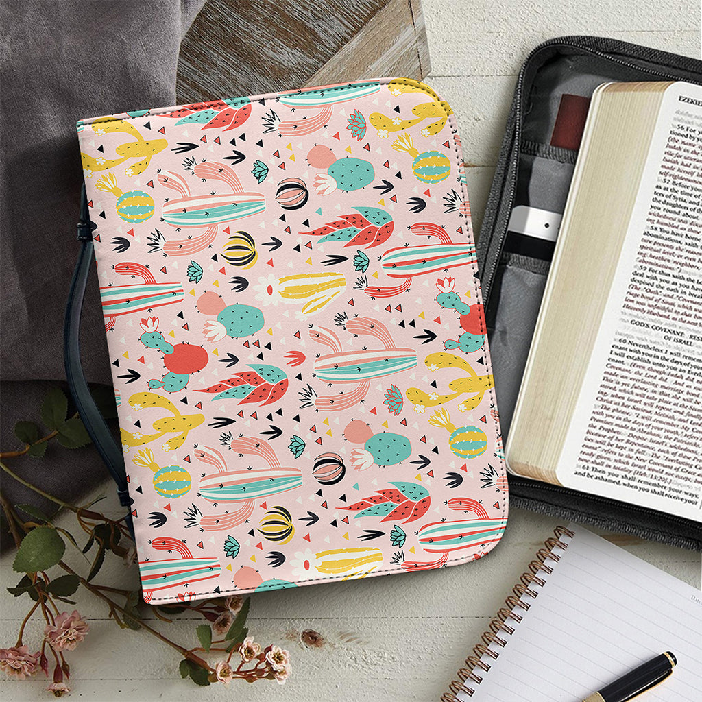 Pastel Cactus And Succulent Print Leather Bible Cover