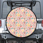 Pastel Cactus And Succulent Print Leather Spare Tire Cover
