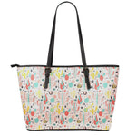 Pastel Cactus And Succulent Print Leather Tote Bag