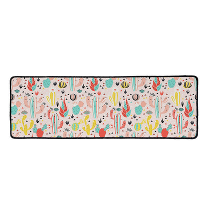 Pastel Cactus And Succulent Print Long Kitchen Mat