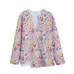 Pastel Cactus And Succulent Print Long Sleeve Short Coat