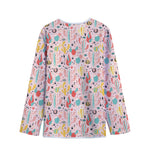 Pastel Cactus And Succulent Print Long Sleeve Short Coat