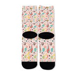 Pastel Cactus And Succulent Print Long Socks