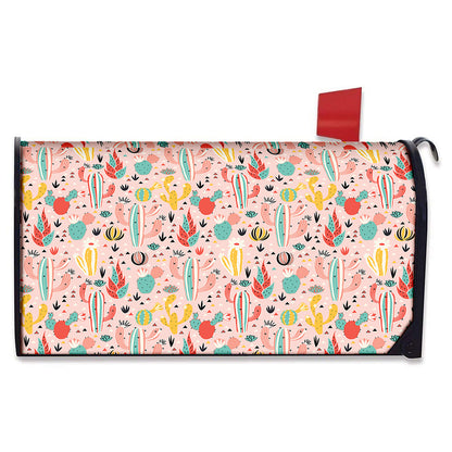 Pastel Cactus And Succulent Print Mailbox Cover