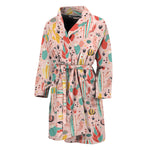 Pastel Cactus And Succulent Print Men's Bathrobe