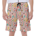 Pastel Cactus And Succulent Print Men's Beach Shorts