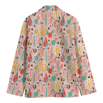 Pastel Cactus And Succulent Print Men's Blazer