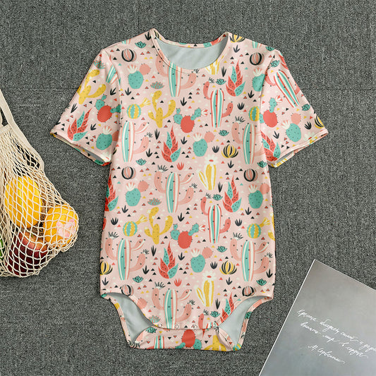 Pastel Cactus And Succulent Print Men's Bodysuit
